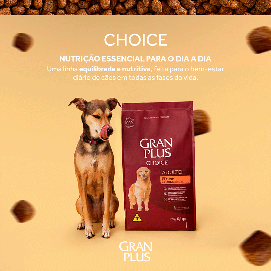 Ração GranPlus Choice Frango e Carne para Cães Adultos - 15Kg
