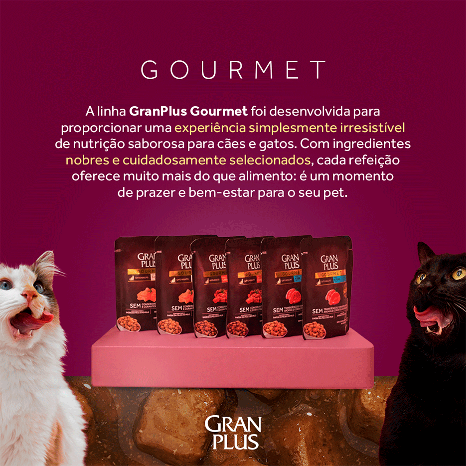 Ração Úmida GranPlus Sachê Gourmet Frango para Gatos Castrados Adultos - 85 g