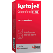 Anti Inflamatório Ketojet Cetoprofeno 5 mg para Cães e Gatos - 5 Comprimidos