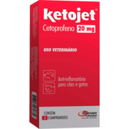 Anti Inflamatório Ketojet Cetoprofeno 20 mg para Cães e Gatos - 5 Comprimidos