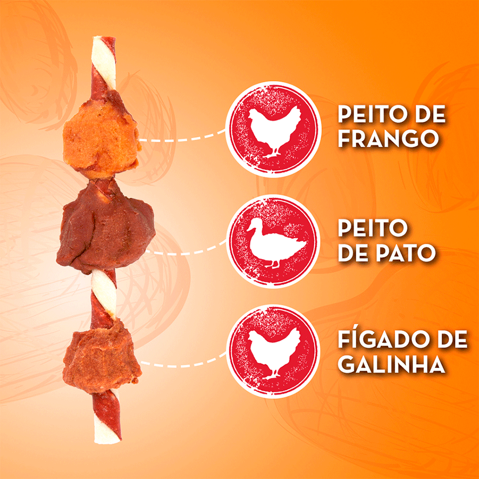 Petisco Kadi Kabob 3 Sabores para Cães - 5 Unidades