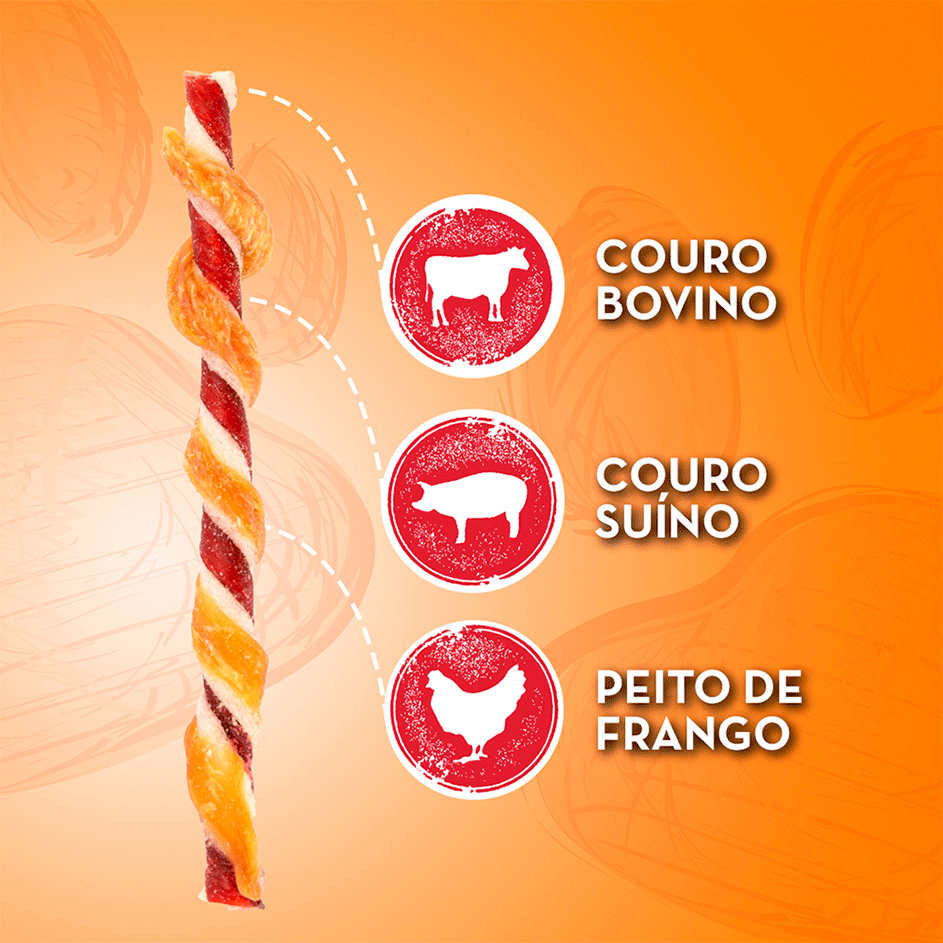 Petisco Kadi Twists 3 Sabores para Cães - 5 Unidades