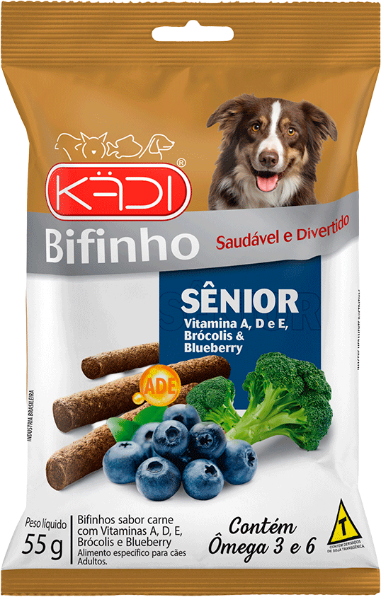 Bifinho Kadi Sênior Sabor Brócolis e Blue Berry para Cães Idosos - 55g