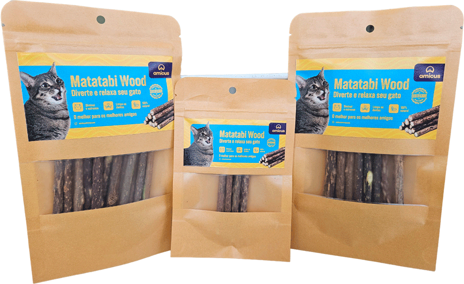 Brinquedo Varinha Matatabi Amicus Wood para Gatos - 8 Unidades