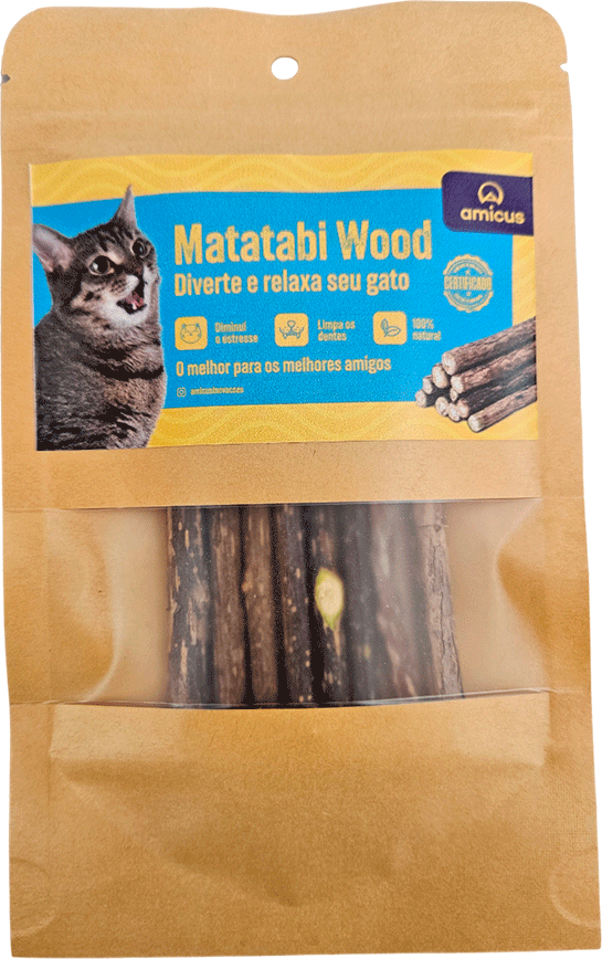 Brinquedo Varinha Matatabi Amicus Wood para Gatos - 8 Unidades