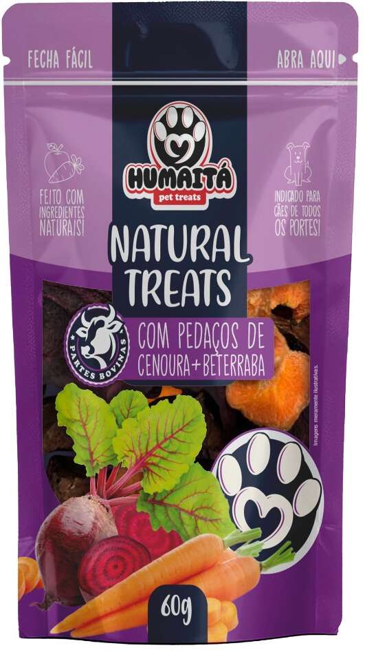 Petisco Natural Humaitá Natural Treats Carne e Legumes para Cães - 60g