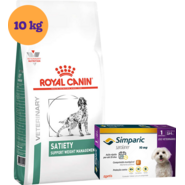 Kit Ração Royal Canin Satiety Support Cães Adultos 10Kg e Antipulgas Simparic 10 mg Cães 2,6 a 5Kg - KIT