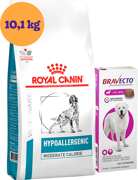 Kit Ração Royal Canin Veterinary Hipoalergênica Moderada para Cães Adultos 10,1Kg KIT - KIT