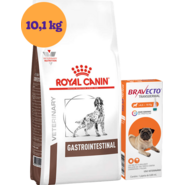 Kit Ração Royal Canin Gastro Intestinal Low Fat para Cães Adultos 10,1Kg e Antipulgas Bravecto 250 mg - KIT