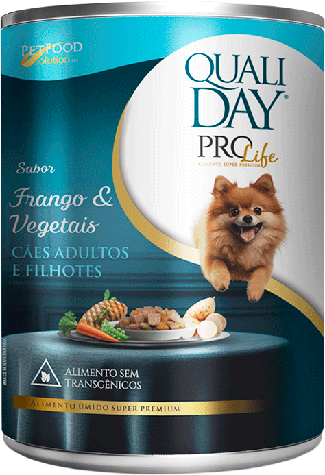 Ração Úmida Qualiday Prolife Sabor Frango e Vegetais para Cães Adultos de Raças Pequenas - 370g