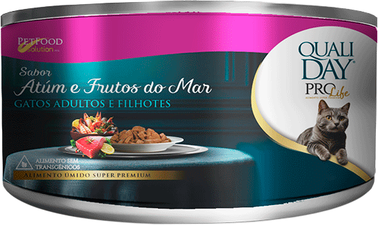 Ração Úmida Qualiday Prolife Sabor Atum e Frutos do Mar para Gatos Adultos - 156g