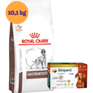 Kit Ração Royal Canin Gastro Intestinal Low Fat Cães Adultos 10,1Kg e Antipulgas Simparic 20 mg Cães 5,1 a 10Kg - KIT