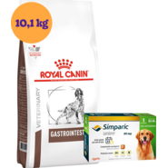 Kit Ração Royal Canin Gastro Intestinal Low Fat 10,1kg para Cães Adultos e Antipulgas Simparic 80mg - KIT