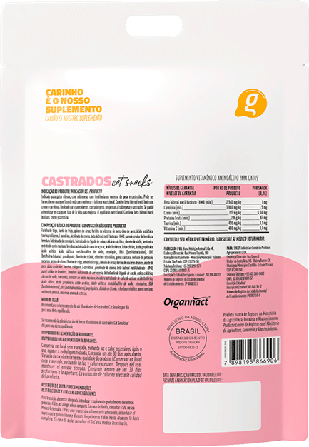 Suplemento Organnact Castrados Cat Snacks - 40g