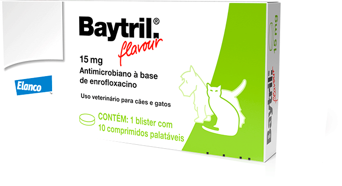 Antimicrobiano Elanco Baytril Flavour 15 mg para Cães e Gatos - 10 Comprimidos