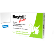 Antimicrobiano Elanco Baytril Flavour 15 mg para Cães e Gatos - 10 Comprimidos