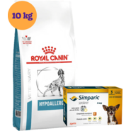 Kit Ração Royal Canin Canine Hypoallergenic 10Kg para Cães Adultos + Antipulgas Simparic 5 mg - KIT