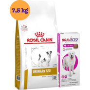 Kit Ração Royal Canin Urinary para Cães Pequenos - 7,5Kg e Antipulgas Bravecto para Cães 40 a 56Kg - KIT