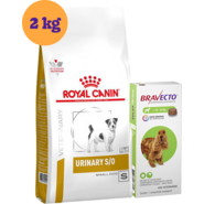 Kit Ração Royal Canin Urinary para Cães Pequenos - 2Kg e Antipulgas Bravecto para Cães 10 a 20Kg - 500 mg - KIT