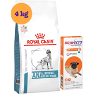 Kit Ração Royal Canin Anallergenic para Cães Adultos 4Kg e Antipulgas Bravecto 250 mg para Cães 4,5 a 10Kg - KIT