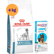 Kit Ração Royal Canin Anallergenic para Cães Adultos 4kg e Antipulgas Bravecto 20-40kg 1000mg - KIT