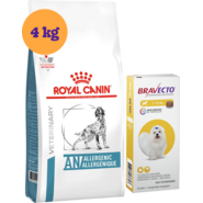 Kit Ração Royal Canin Anallergenic para Cães Adultos 4kg e Antipulgas Bravecto 112,5mg para Cães 2 a 4,5kg - KIT