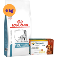 Kit Ração Royal Canin Anallergenic para Cães Adultos 4kg e Antipulgas Simparic 20mg para Cães 5,1 a 10kg - KIT