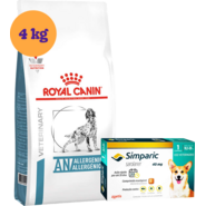 Kit Ração Royal Canin Anallergenic Cães Adultos 4kg e Antipulgas Simparic 40mg 10,1 a 20kg - KIT