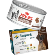 Kit Ração Royal Canin Veterinary Diet Recovery Lata 195g para Cães e Gatos + Antipulgas Simparic 120mg para Cães - KIT