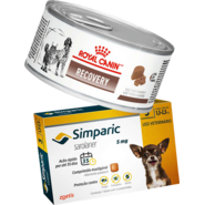 Kit Ração Royal Canin Veterinary Diet Recovery 195g - Cães e Gatos + Antipulgas Simparic 5mg - Cães 1,3 a 2,5kg - KIT