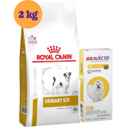 Kit Ração Royal Canin Urinary para Cães Pequenos - 2Kg e Antipulgas Bravecto para Cães 2 a 4,5Kg - KIT