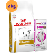 Kit Ração Royal Canin Urinary para Cães Pequenos - 2Kg e Antipulgas Bravecto para Cães 40 a 56Kg - KIT