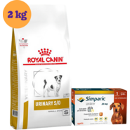 Kit Ração Royal Canin Urinary para Cães Pequenos 2Kg e Antipulgas Simparic 20 mg para Cães 5,1 a 10Kg - KIT