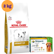 Kit Ração Royal Canin Urinary para Cães Pequenos 2Kg e Antipulgas Simparic 80 mg para Cães 20,1 a 40Kg - KIT