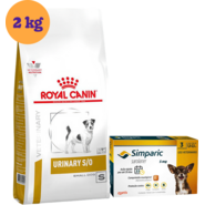 Kit Ração Royal Canin Urinary para Cães Pequenos 2Kg e Antipulgas Simparic 5 mg 1 Comprimido - KIT
