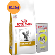 Kit Ração Royal Canin Urinary S/O para Gatos 10,1Kg e Antipulgas Bravecto Transdermal Plus 1 Pipeta - KIT
