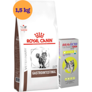 Kit Ração Royal Canin Gastro Intestinal para Gatos 1,5Kg e Antipulgas Bravecto 1 Pipeta - KIT