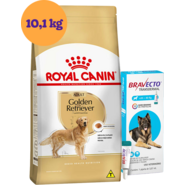 Kit Ração Royal Canin Golden Retriever Adulto 10,1Kg e Antipulgas Bravecto Cães 20-40Kg 1000 mg - KIT