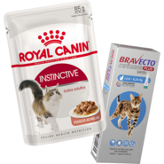 Kit Ração Royal Canin Instinctive para Gatos 12+ 85g e Antipulgas Bravecto 2,8 a 6,25kg 1 Pipeta - KIT