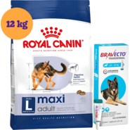 Kit Ração Royal Canin Maxi Adult Cães Grandes 12kg e Antipulgas Bravecto Cães 20-40kg 1000mg - KIT