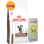 Kit Ração Royal Canin Gastro Intestinal para Gatos - 1,5Kg e Antipulgas Bravecto para Gatos - 1 Pipeta - KIT
