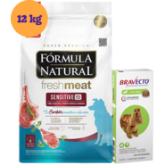 .KIT Ração Seca Natural Fresh Meat Sensitive Cães Adultos 12 KG + Antipulgas Bravecto 500 mg (10-20Kg) KIT - KIT