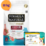 .KIT Ração Seca Fórmula Natural Fresh Meat Sensitive Cães Adultos 12 KG + Antipulgas Simparic 40 mg (1 Comprimido) KIT - KIT