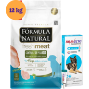 .KIT Ração Seca Natural Fresh Meat Cães Light 12Kg + Antipulgas Bravecto 1000 mg KIT - KIT