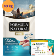 .KIT Ração Seca Natural Pró Frango e Batata Doce para Cães 20Kg + Antipulgas Simparic 40 mg 1 Comprimido KIT - KIT