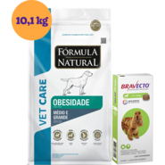 .KIT Ração Seca Natural Vet Care Obesidade para Cães 10,1Kg + Antipulgas Bravecto 500 mg para Cães 10-20Kg KIT - KIT