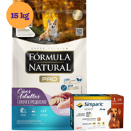 .Kit Ração Seca Fórmula Natural para Cães Adultos Frango e Batata Doce 15Kg + Antipulgas Simparic 20 mg 5,1-10Kg KIT - KIT