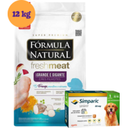 .KIT Ração Seca Natural Fresh Meat Cães Filhotes Raças Grandes 12Kg + Antipulgas Simparic 80 mg (1 Comprimido) KIT - KIT