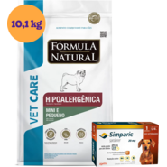 .KIT Ração Seca Hipoalergênica Vet Care para Cães Mini e Pequeno 10,1Kg + Antipulgas Simparic 20 mg (5,1 a 10Kg) KIT - KIT