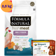 .KIT Ração Seca Natural Fresh Meat Cães Filhotes 2,5Kg + Antipulgas Simparic 20 mg 1 Comprimido KIT - KIT